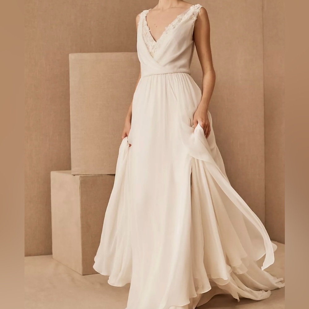 Anthropologie BHLDN Jenny Yoo silk Wedding dress in Shades of Ivory size 10